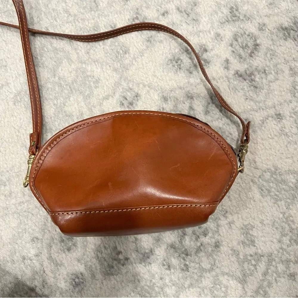 Vintage Hartmann By Lombardo Small Woven Brown Leather Crossbody Bag